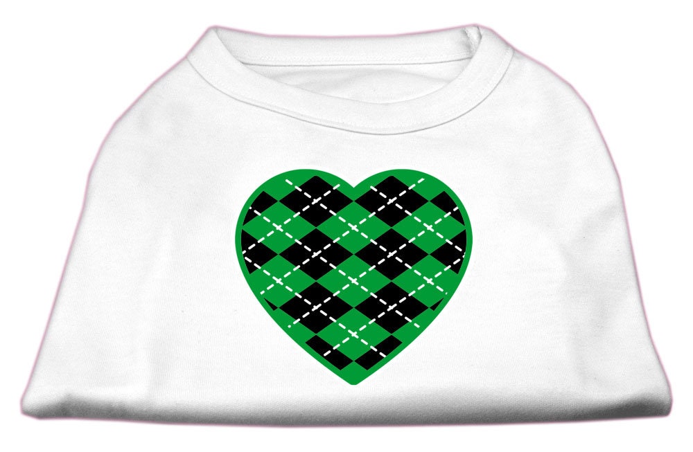 Camiseta para perros y gatos serigrafiada, "Argyle Heart Emerald Green"