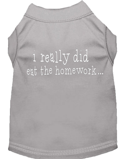 Pet Dog & Cat Shirt Screen Printed, "I Really Did Eat The Homework"