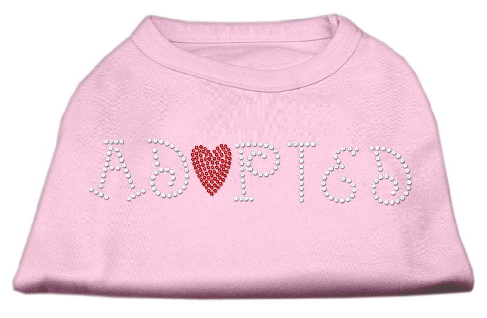 Camiseta para perro y gato con diamantes de imitación, "Adoptado"