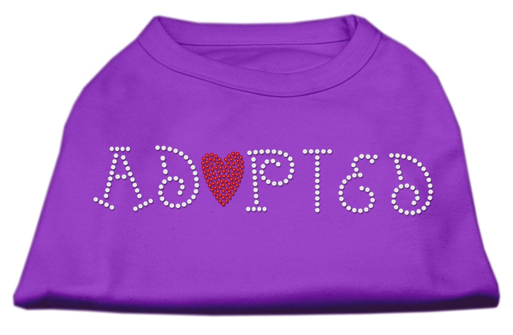 Camiseta para perro y gato con diamantes de imitación, "Adoptado"