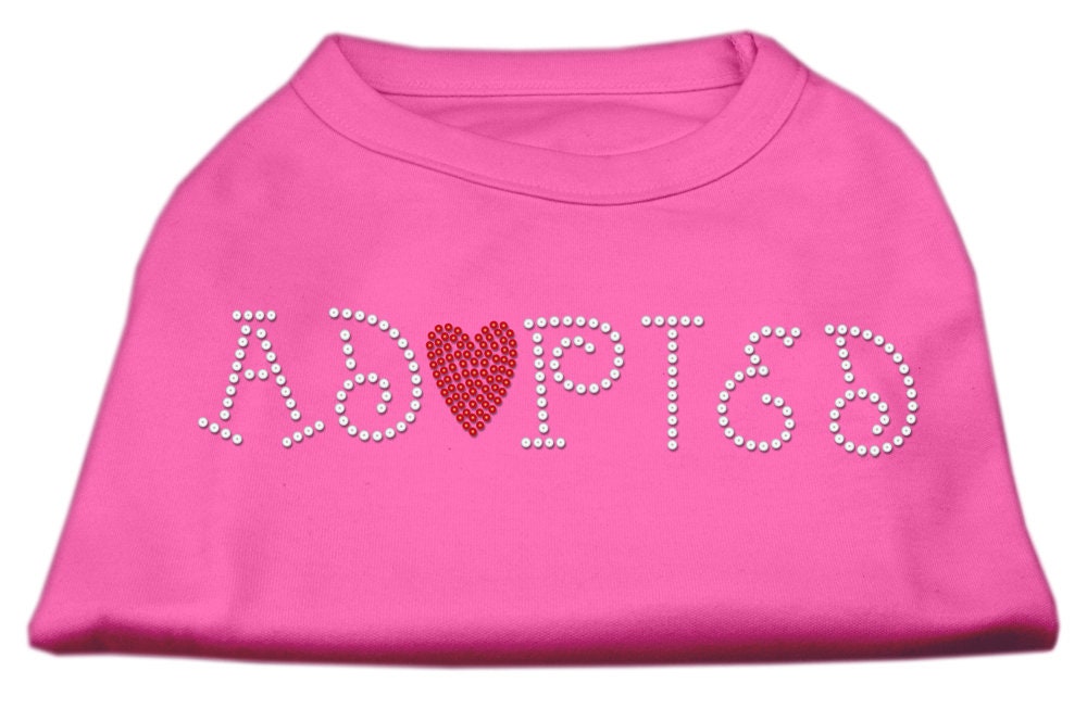 Camiseta para perro y gato con diamantes de imitación, "Adoptado"