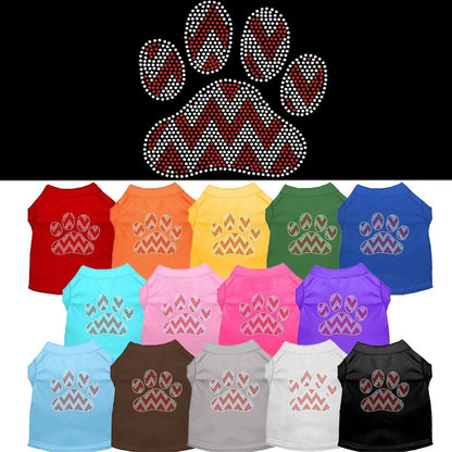 Christmas Pet Dog & Cat Shirt Rhinestone, "Candy Cane Chevron Paw"