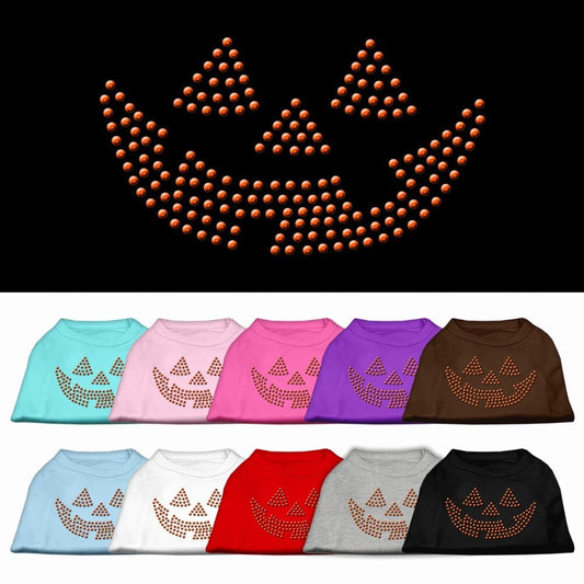 Camiseta de Halloween para perros y gatos con diamantes de imitación, "Jack O' Lantern"