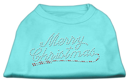 Christmas Pet Dog & Cat Shirt Rhinestone, "Merry Christmas"