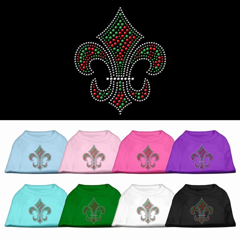 Christmas Pet Dog & Cat Shirt Rhinestone, "Holiday Fleur De Lis"