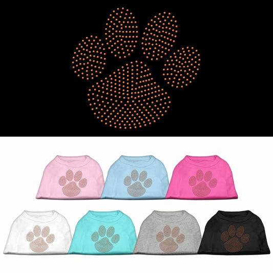 Pet Dog & Cat Shirt Rhinestone, "Orange Paw"