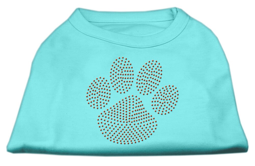 Pet Dog & Cat Shirt Rhinestone, "Orange Paw"