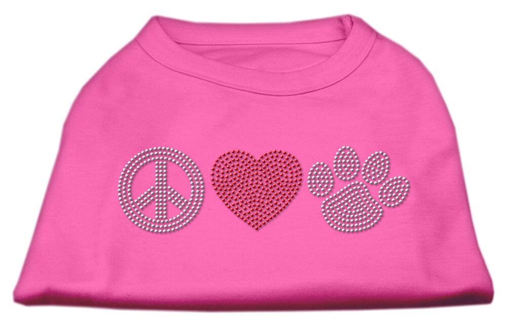 Camiseta para perros y gatos con diamantes de imitación, "Peace Love &amp; Paw"