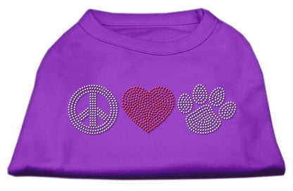 Camiseta para perros y gatos con diamantes de imitación, "Peace Love &amp; Paw"