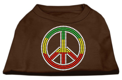 Pet Dog & Cat Shirt Rhinestone, "Rasta Peace Sign"