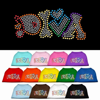 Camiseta para perros y gatos con diamantes de imitación, "Technicolor Diva"