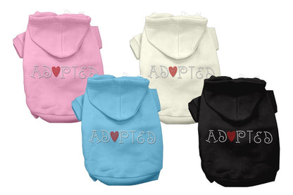 Sudadera con capucha para mascotas, perros y gatos con diamantes de imitación, "Adoptado"