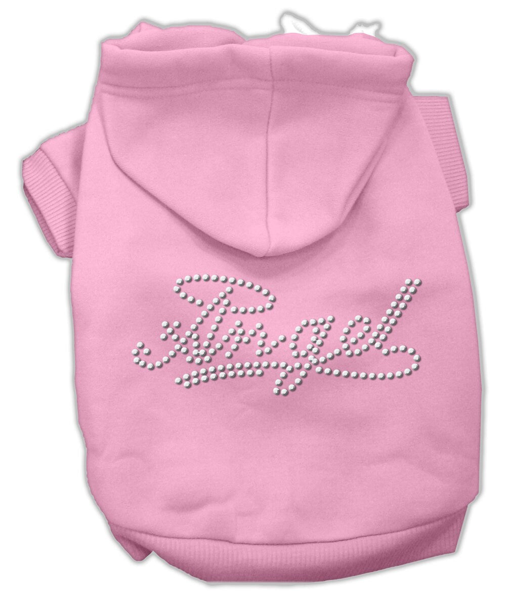 Sudadera con capucha para mascotas, perros y gatos con diamantes de imitación, "Ángel"