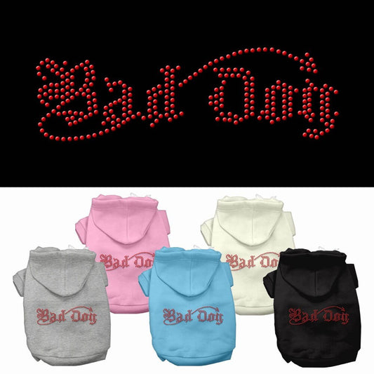 Sudadera con capucha para mascotas, perros y gatos con diamantes de imitación, "Bad Dog"