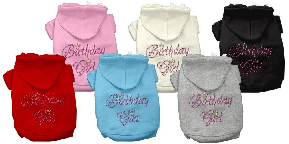 Sudadera con capucha para mascotas, perros y gatos con diamantes de imitación, "Birday Girl"