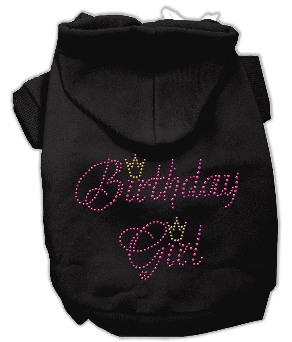 Sudadera con capucha para mascotas, perros y gatos con diamantes de imitación, "Birday Girl"