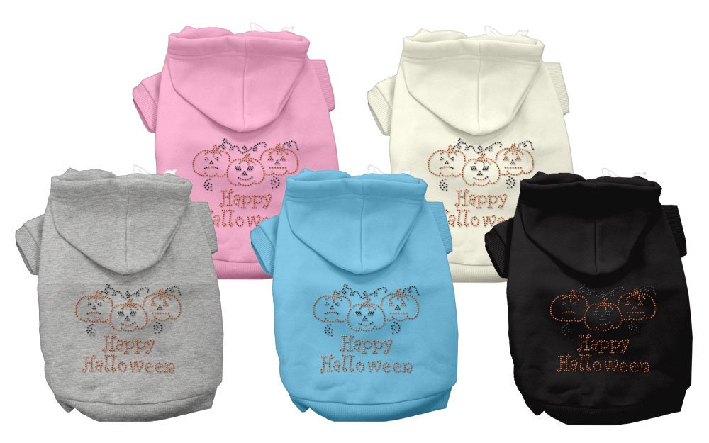 Halloween Pet Dog & Cat Hoodie Rhinestone, "Happy Halloween"