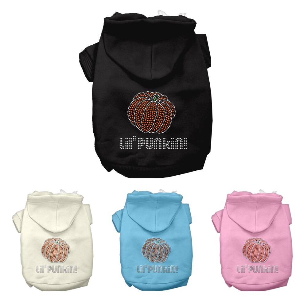 Sudadera con capucha para perros y gatos de Halloween con diamantes de imitación, "Lil Punkin"