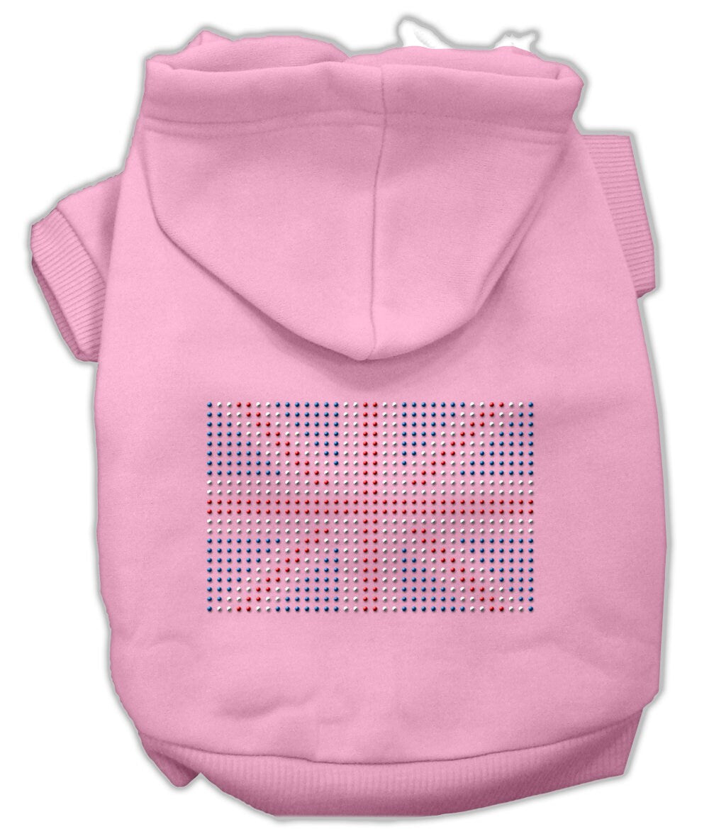 Sudadera con capucha para mascotas, perros y gatos con diamantes de imitación y bandera británica