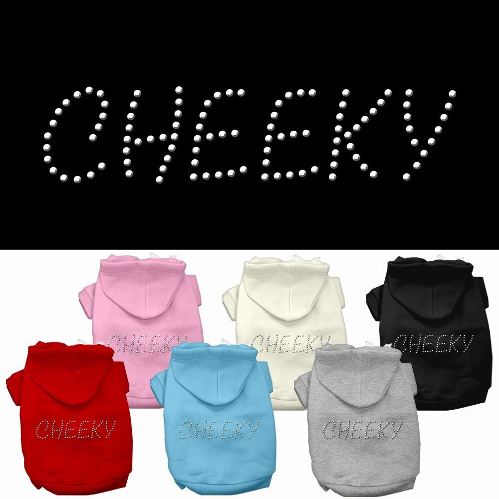 Pet, Dog & Cat Hoodie Rhinestone, "Cheeky"