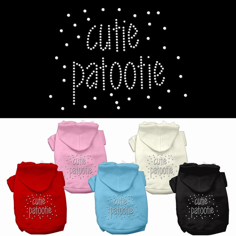 Sudadera con capucha para mascotas, perros y gatos con diamantes de imitación, "Cutie Patootie"