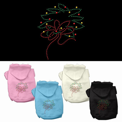 Christmas Pet, Dog & Cat Hoodie Rhinestone, "Christmas Wreath"