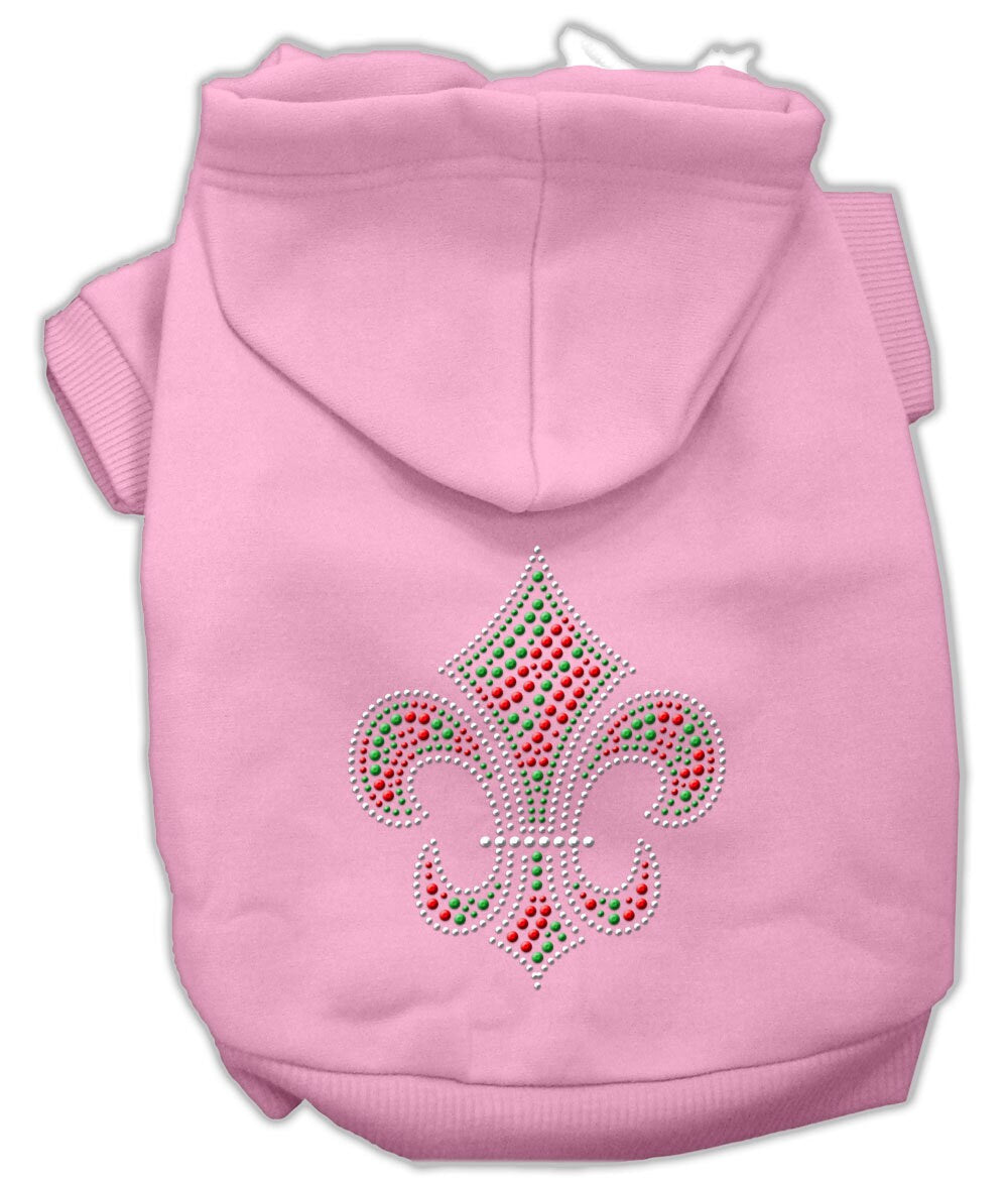 Christmas Pet Dog & Cat Hoodie Rhinestone, "Holiday Fleur De Lis"