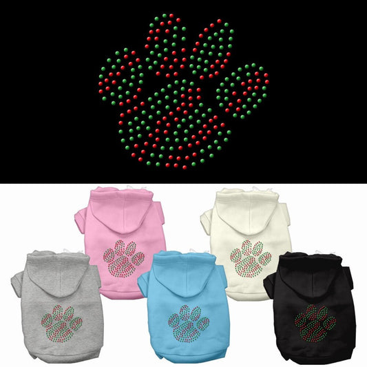 Christmas Pet, Dog & Cat Hoodie Rhinestone, "Holiday Paw"