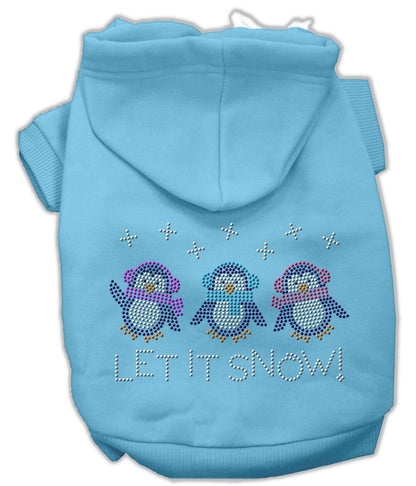 Christmas Pet Dog & Cat Hoodie Rhinestone, "Let It Snow Penguins"