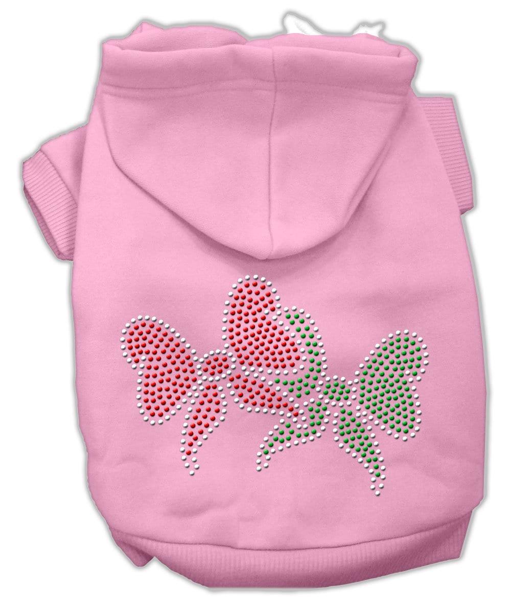 Christmas Pet Dog & Cat Hoodie Rhinestone, "Christmas Bows"