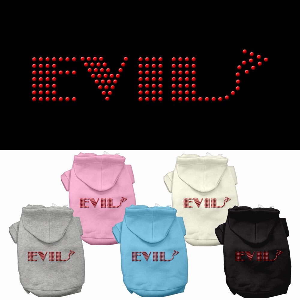 Sudadera con capucha para mascotas, perros y gatos con diamantes de imitación, "Evil"