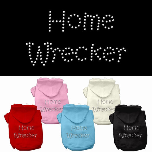 Sudadera con capucha para mascotas, perros y gatos con diamantes de imitación, "Home Wrecker"