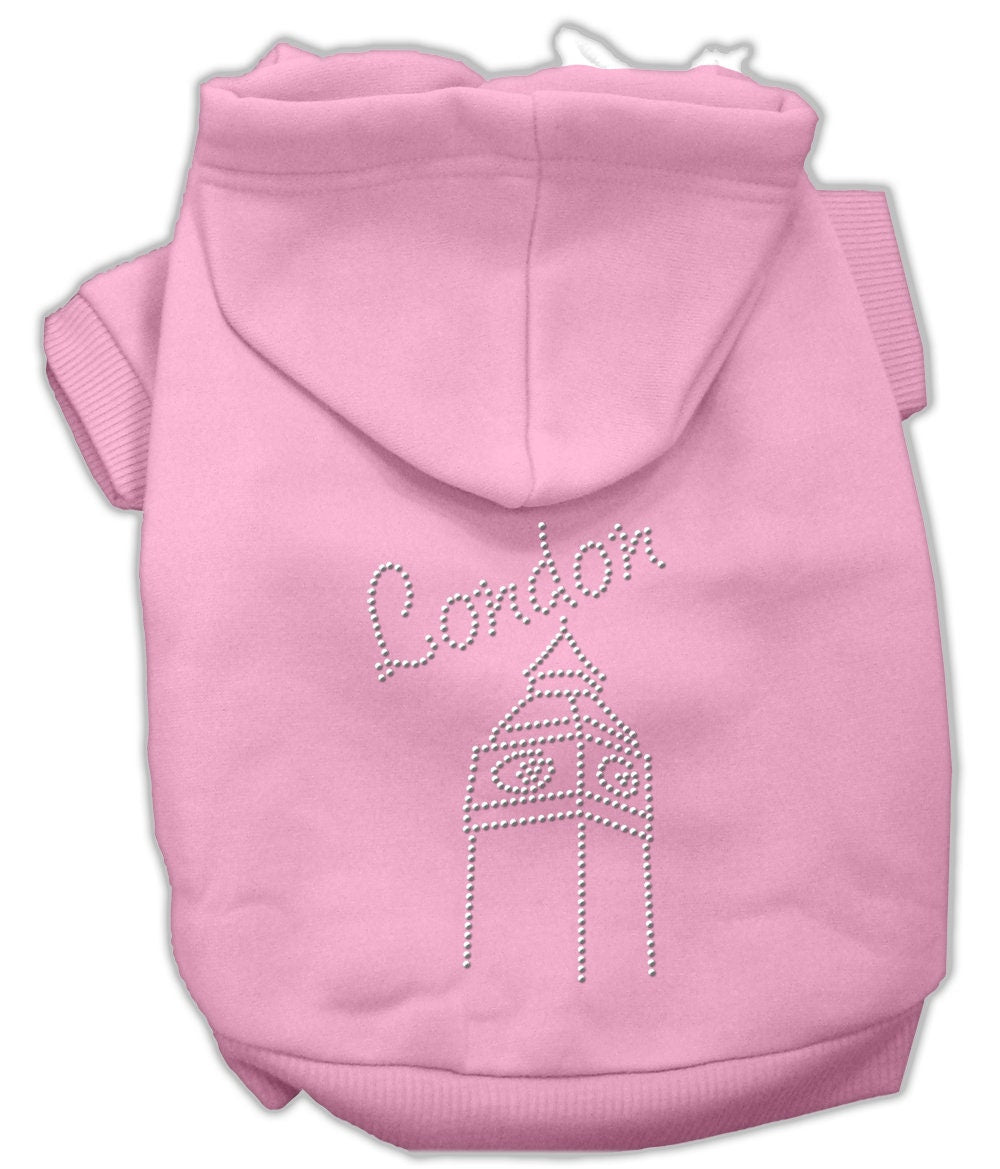 Sudadera con capucha para mascotas, perros y gatos con diamantes de imitación, "Londres"