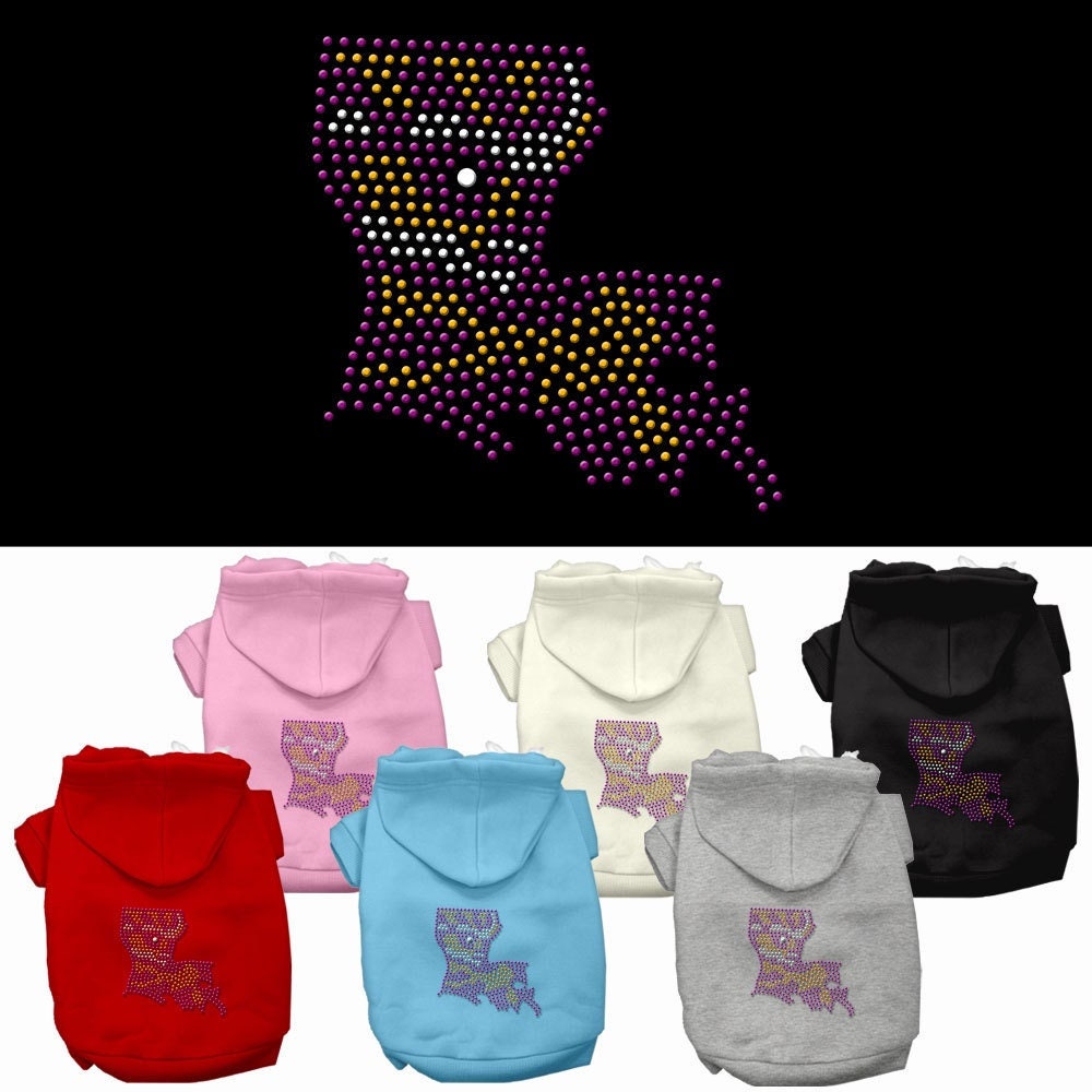 Sudadera con capucha para mascotas, perros y gatos con diamantes de imitación, "Luisiana"