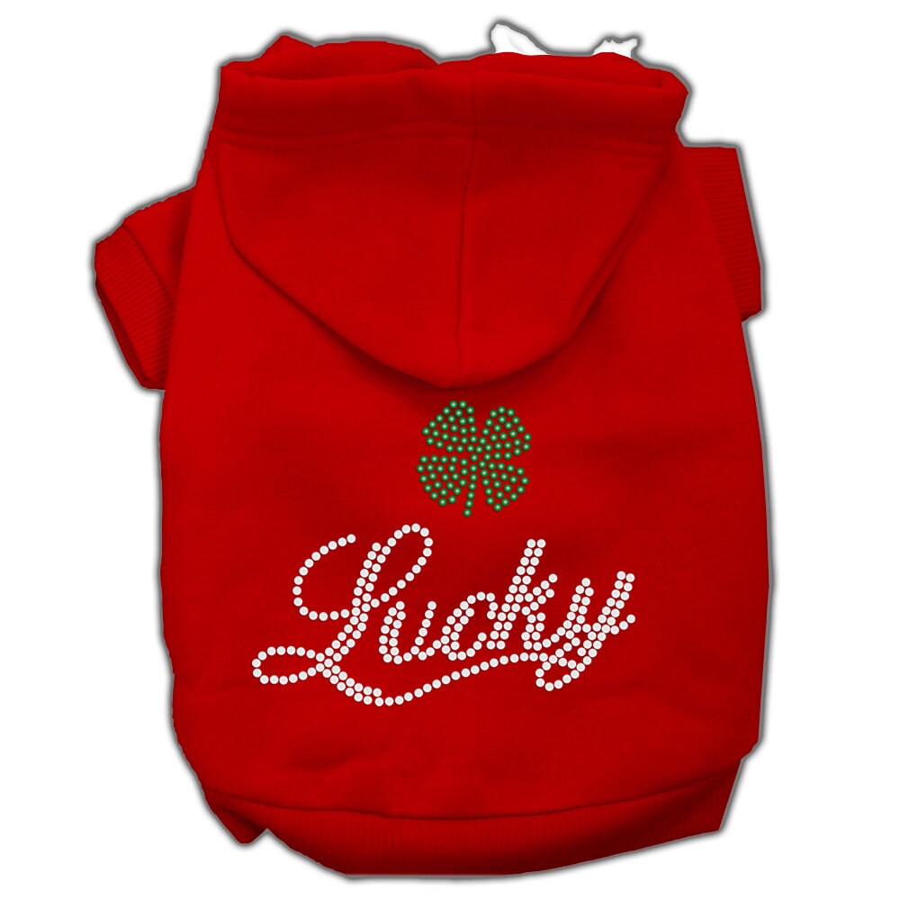 Sudadera con capucha para mascotas, perros y gatos con diamantes de imitación, "Lucky"