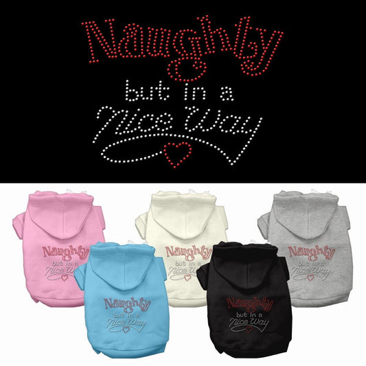 Christmas Rhinestone Pet, Dog & Cat Hoodie, "Naughty, But In A Nice Way"