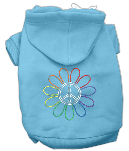 Sudadera con capucha para mascotas, perros y gatos con diamantes de imitación y el símbolo de la paz de la flor del arco iris