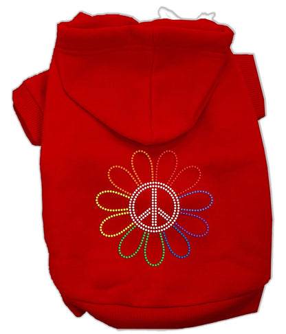 Sudadera con capucha para mascotas, perros y gatos con diamantes de imitación y el símbolo de la paz de la flor del arco iris