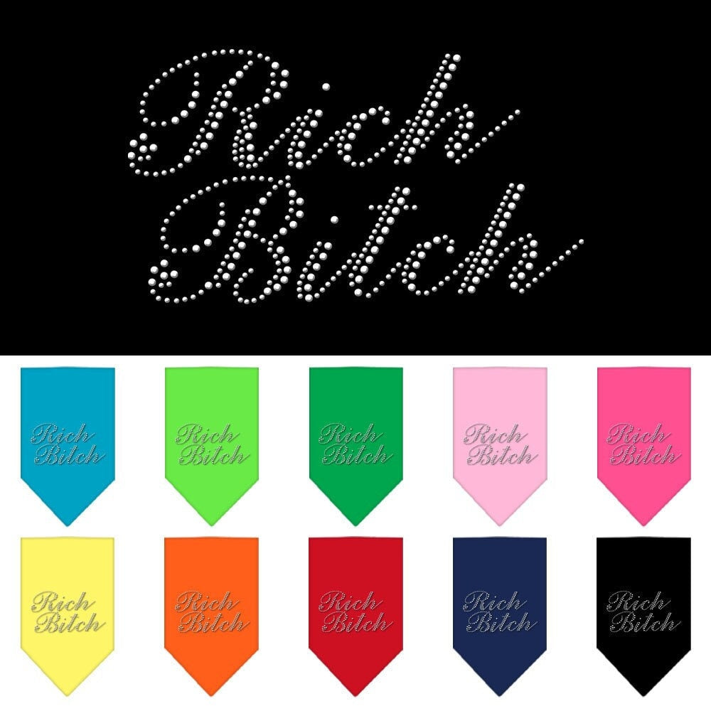 Bandana para mascotas y perros con diamantes de imitación, "Rich Bitch"