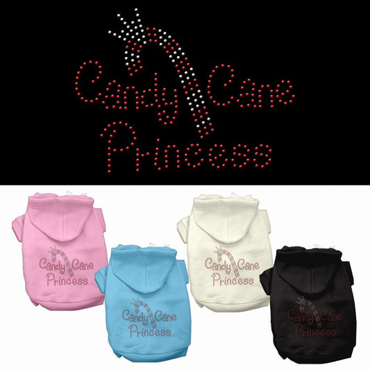 Christmas Pet Dog & Cat Hoodie Rhinestone, "Candy Cane Princess"