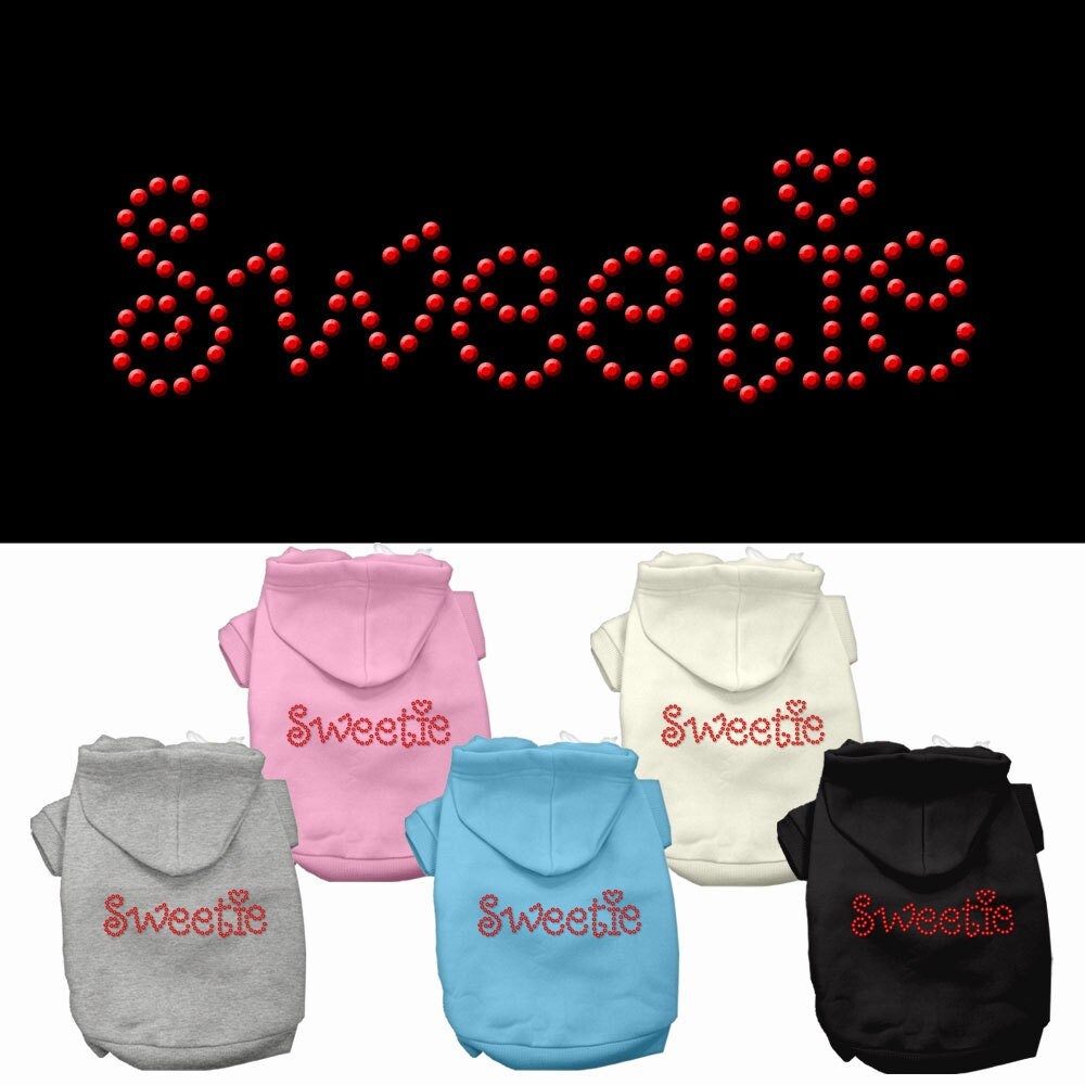 Sudadera con capucha para mascotas, perros y gatos con diamantes de imitación, "Sweetie"