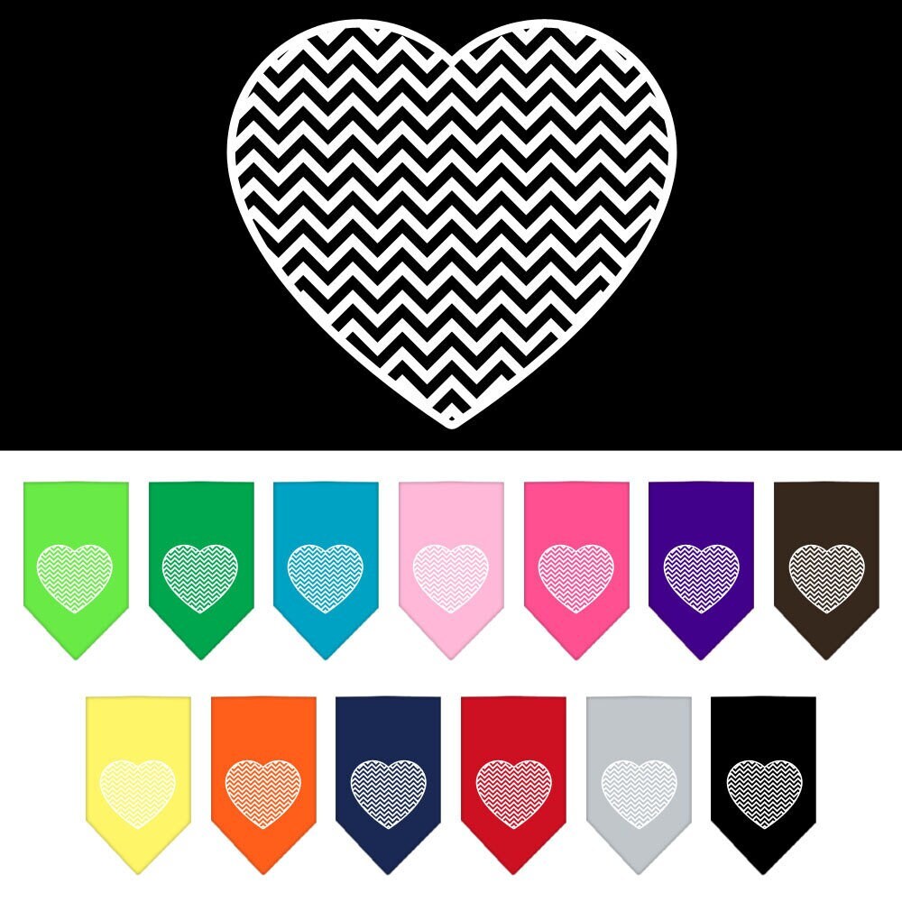 Bandana para mascotas y perros serigrafiada, "Chevron Heart"