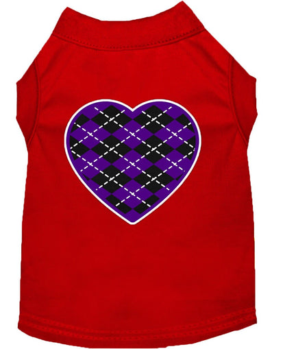 Pet Dog & Cat Shirt Screen Printed, "Argyle Heart Purple"