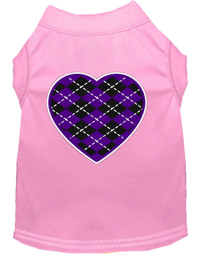 Pet Dog & Cat Shirt Screen Printed, "Argyle Heart Purple"