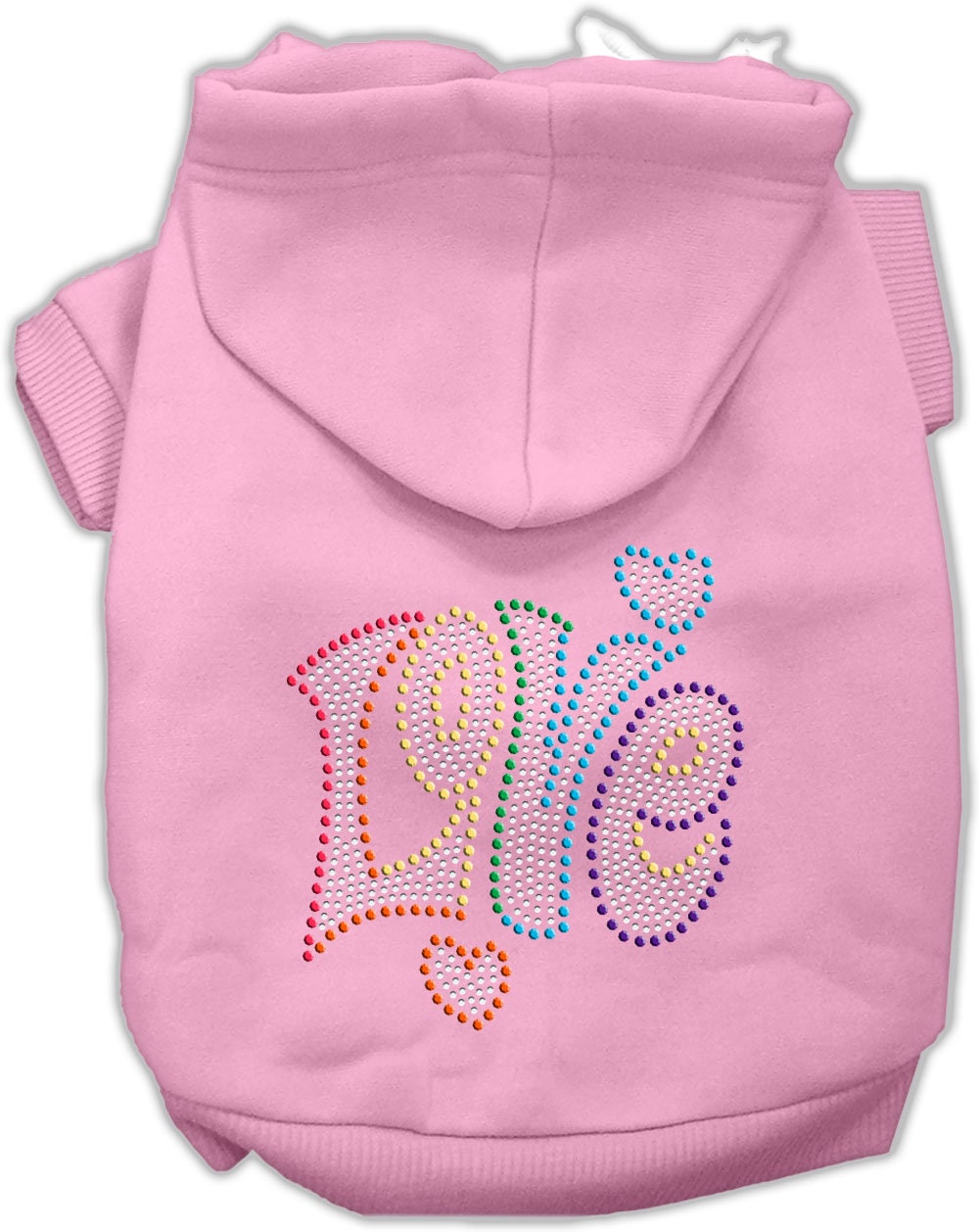 Pet, Dog & Cat Hoodie Rhinestone, "Technicolor Love"