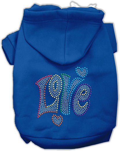 Pet, Dog & Cat Hoodie Rhinestone, "Technicolor Love"