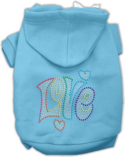 Pet, Dog & Cat Hoodie Rhinestone, "Technicolor Love"