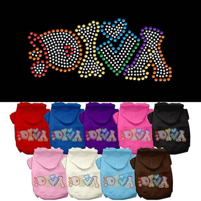 Pet, Dog & Cat Hoodie Rhinestone, "Technicolor Diva"