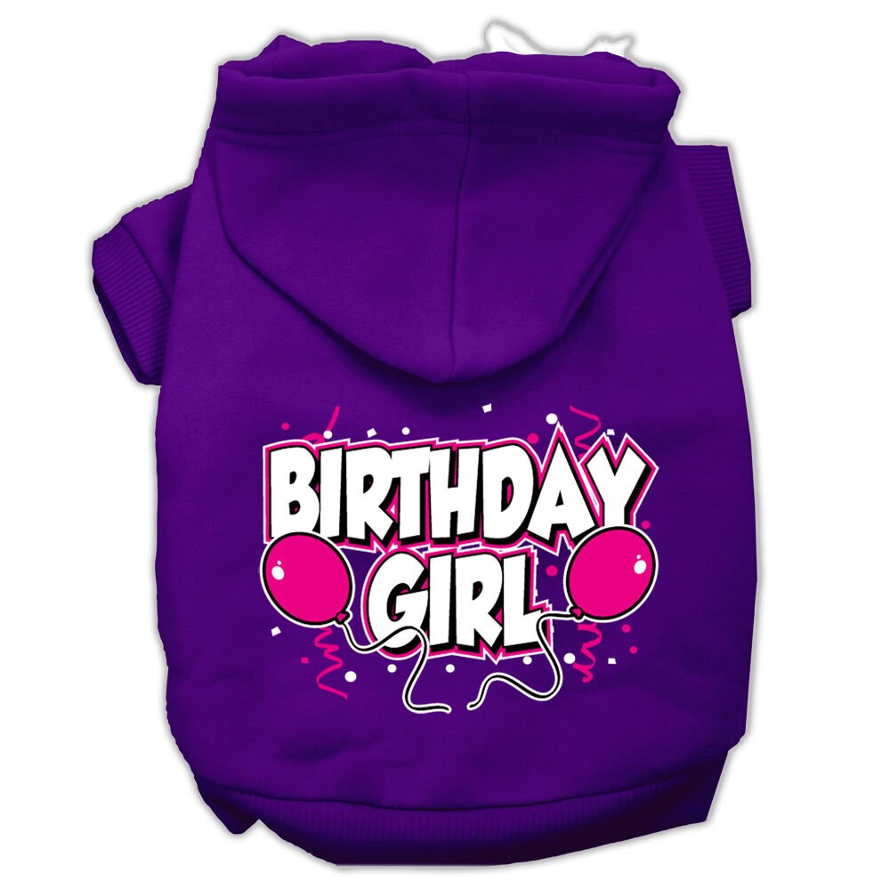 Sudadera con capucha para mascotas, perros y gatos serigrafiada con la frase "Birday Girl"