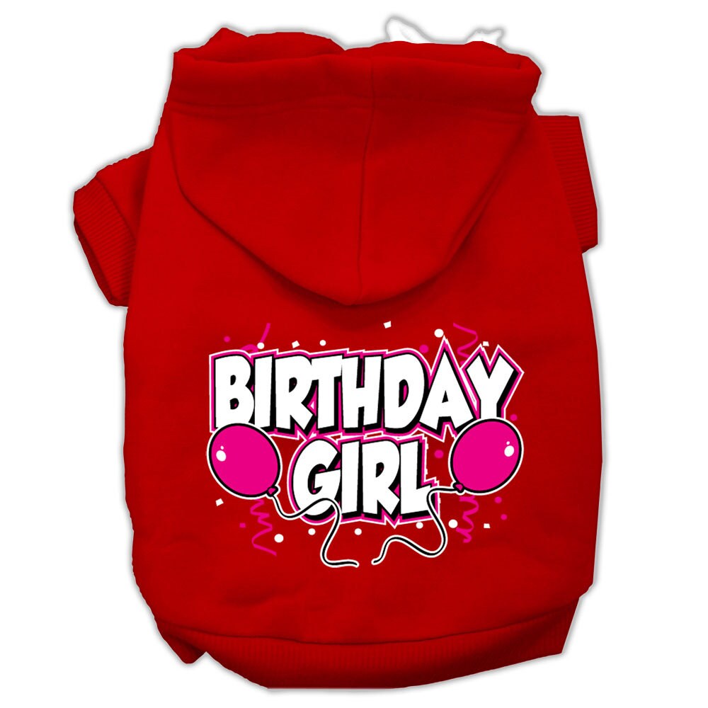 Sudadera con capucha para mascotas, perros y gatos serigrafiada con la frase "Birday Girl"